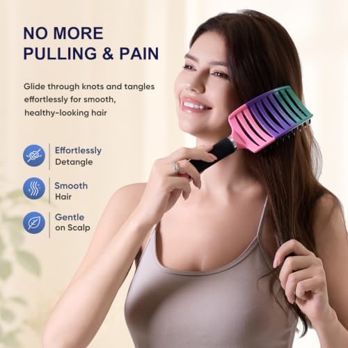 Boar Bristle Hair Brush, Detangler for Women Men, Wet & Dry Hair - Image 3