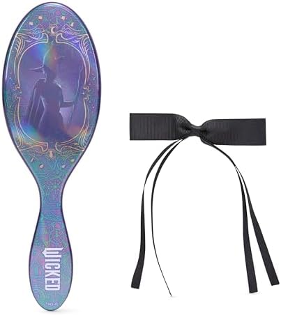 Wet Brush Original Detangler Hair Brush Elphaba (Wicked) Kit - Ultra-Soft IntelliFlex Bristles - Detangling Brush Glides Through Tangles For All Hair Types (Wet Dry & Damaged) - 1 Brush & 1 Bow by WetBrush