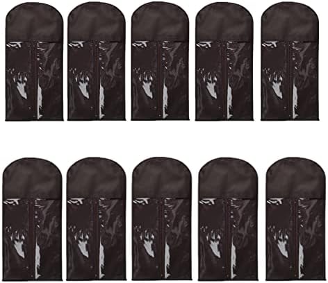 10 Pieces Wig Hair Extension Storage Bag, Dust-Proof Wigs Pouch Organizer Protect for Professional Hair Extensions with Nylon Wig Caps(Coffee) by Unknown