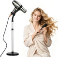Erytlly Hair Dryer Stand Hands Free 360-Degree Rotating 2 Heads Adjustable Height Metal Hair Dryer Holder Blow Dryer Holder About for 0.5kg Hair Dryer in Bathroom, Vanity, Makeup Room Basic New by ERYTLLY