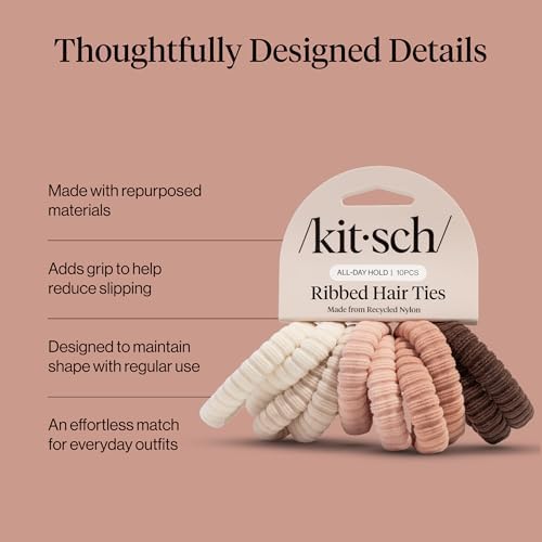 Kitsch Ribbed Hair Ties No Damage - Blush, 10pcs - Image 4