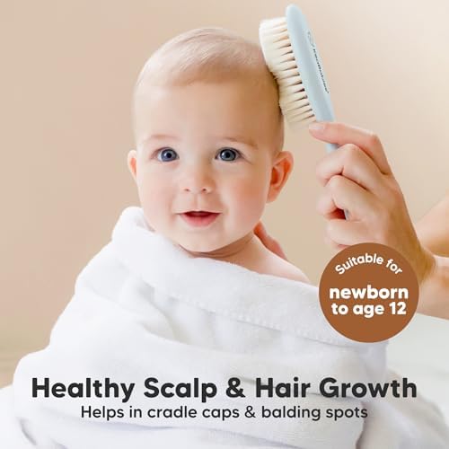 Wooden Baby Hair Brush for Toddler, Infant Cradle Cap (Frost, Regular) - Image 3