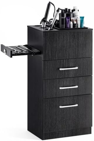 BarberPub Salon Storage Cabinet with Hair Dryer Holders 2035 (Black) by BarberPub