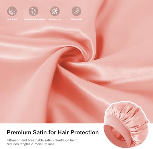 ZHENSILK 3PCS Silk Sleep Bonnet for Women, Large Satin Hair Caps with Elastic Band for Curly Hair and Frizz Control - Image 4