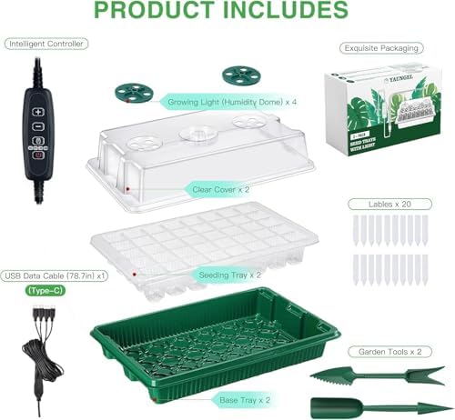 YAUNGEL Seed Starter Tray with Grow Light & Timer, 80 Cells,2-Pack,Green - Image 7