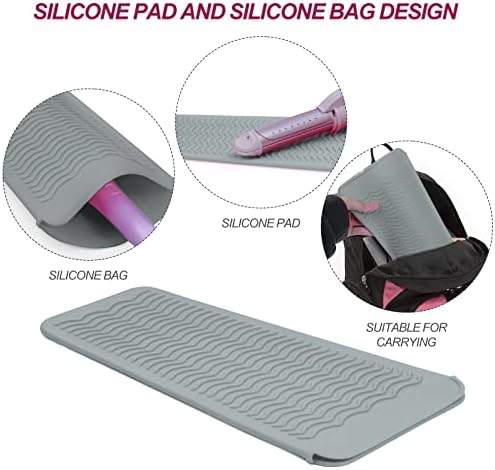 Silicone Heat Resistant Mat Pouch for Hair Straightener,Curling Iron, Grey - Image 2