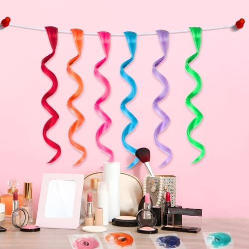 Colored Hair Extensions for Girls Kids, 12 Pcs Colorful Accessories - Image 6