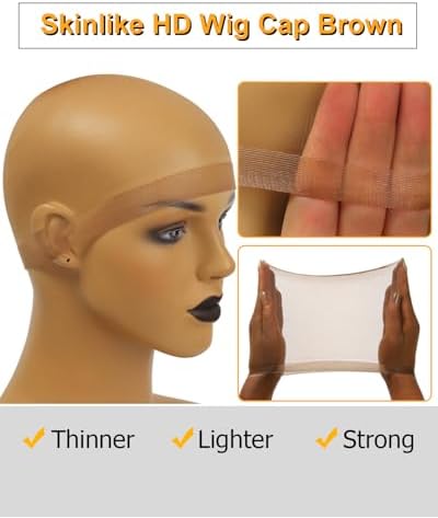 BEEOS Brown HD Wig Cap for Women, 12 PCS Wig Caps for Lace Front Wigs - Image 4