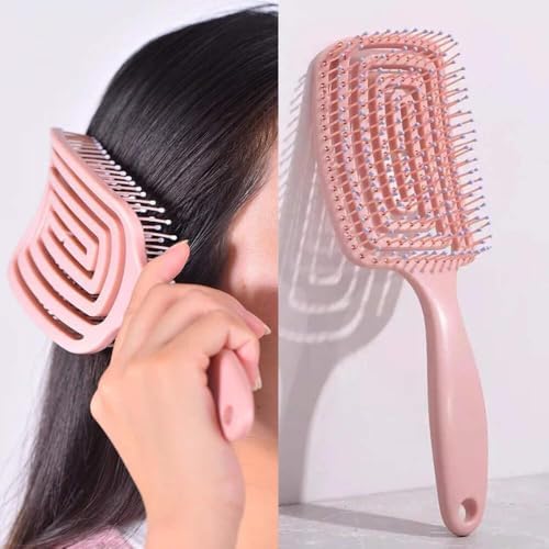 2 Pieces Curved Vent Brush and Detangle Hair Brush, Easy Detangling Vented Hair Styling Comb Salon for Long Thick Curly Straight Dry Wet Hair,Styling Hair Brush for Women&Men - Image 6