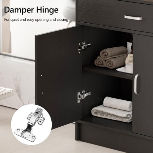 Paddie 5-Drawers Salon Station Free Standing Cabinet, Salon Furniture Hair Styling Stations w/4 Side Drawers, 1 Middle Drawer, 1 Cabinet & Open Shelf, Barber Table Hair Salon Furniture - Image 6