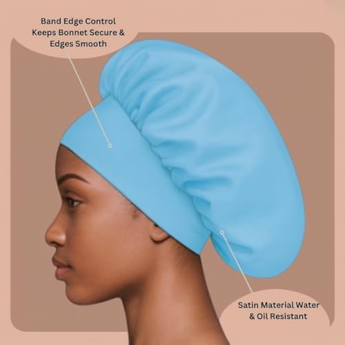 Satin Bonnet – Sleep Bonnet for Women and Men Curly Hair, Braids, and Natural Hairstyles (1pck) - Image 6