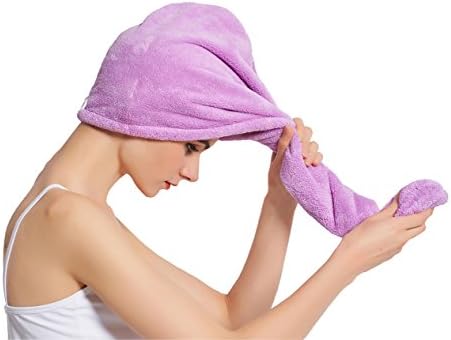 HOPESHINE Women's Soft Shower Hair Towel Twist Hair Turban Wrap Drying Cap Great Gift for Women (Purple 3-Pack) - Image 3