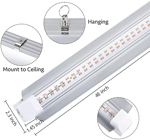 Grow Light for Indoor Plants,4ft T8, 180W(4 x 45W, 1080W Equivalent), Super Bright, Full Spectrum Sunlight Plant Light, LED Grow Lights for Indoor Plants, Greenhouse, 4-Pack - Image 2