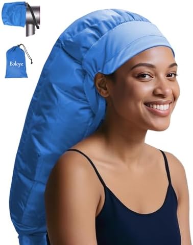 Boloye Hair Dryer Bonnet Attachment – 28.5" XL Hooded Dryer Cap for Faster Drying & Deep Conditioning, Extra-Large Space Fits Thick, Curly Hair & Styling Tools (Blue, Extra Large) by Boloye