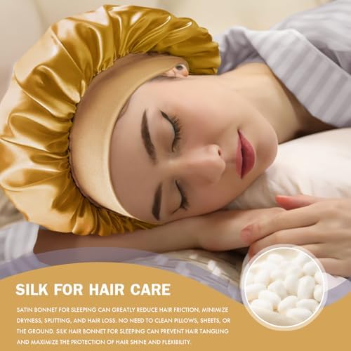 Satin Silk Bonnet for Hair, Double Layer Sleep Cap for Men & Women - Image 3