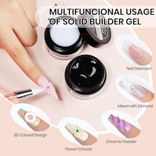 3d Nail Sculpting Gel Set: Clear White Solid Builder Gel for Nails - Image 3