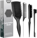 Curl Defining & Detangling Brush – Dual-Vented Curly Hair Brush for Wet & Dry Hair with Flexible Bristles – Reduces Frizz & Smooths Knots – For All Hair Types & Users (Black) by QuwheCurlDefiningBrush
