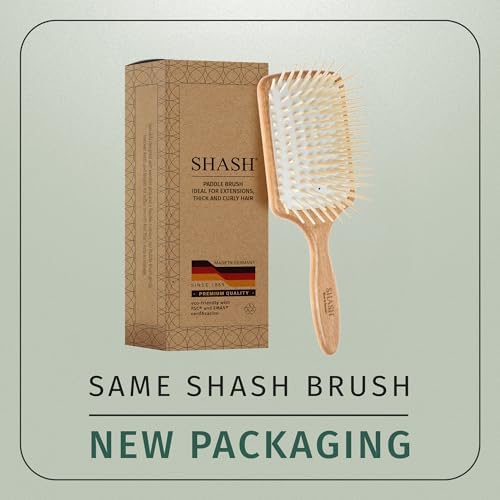 Made in Germany - SHASH Large Paddle Hair Brush, Thick And Curly Hair - Detangler With Long Pins & Rubber Cushion - Helps Detangle Knots, Eliminate Frizz, Reduce Pulling & Snagging - Image 5
