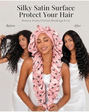 Double Layer Slik Like Satin Bonnet, 33-43" XXL Bonnet for Braids Long Hair - Image 3