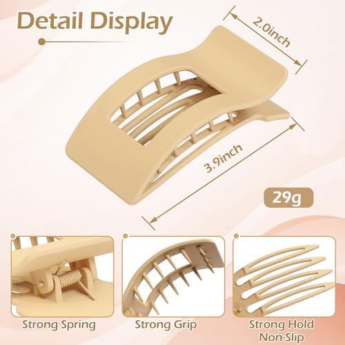 French Flat Hair Clips for Women 6pcs Hair Claw Clips for Thick or Thin Hair Matte Claw Clips for Girls Barrettes Non-Slip Strong Hold Hair Accessories for Women (Light Colorful) - Image 3