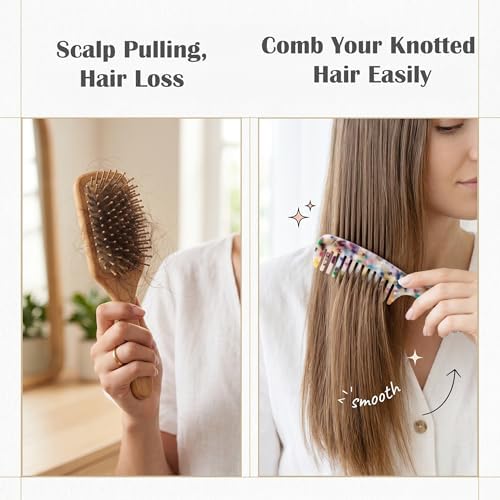 Hair Detangling Comb, 2 Pack Large Cellulose Acetate Wide Tooth Comb - Image 7