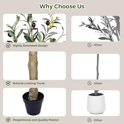 Artificial 10FT Olive Tree Indoor, Tall Faux Olive Tree with White Planter - Image 5