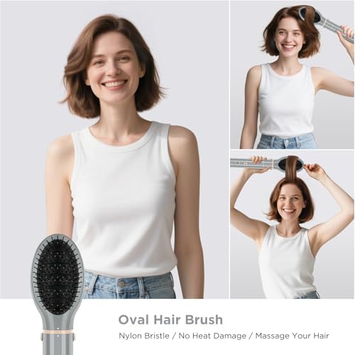 5 in 1 Blow Dryer Brush IG INGLAM MegaAir Hair Styler Brushless Hair Dryer Brush Left/Right Air Auto-Wrap Curler Hot Air Brush Negative Ions No Heat Damage Frizz-Free Drying Curling Straightening,Gary - Image 4