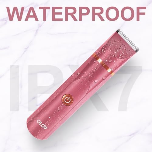 OLOV Electric Body Hair Trimmer - Groin Trimmer for Men - Bikini Trimmer Women - Wet/Dry Shaver Groomer, Replaceable Ceramic Blade Heads, USB Recharge Dock, Waterproof Hygiene Razor, Red - Image 6
