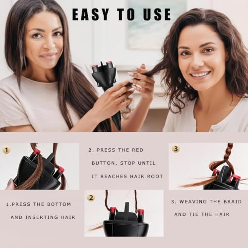 Automatic Hair Braider, Auto Smart DIY Hair Styling Tools, Electric Hair Twister and Braider Machine, Braid Maker for Women, Battery Powered (Not Included) - Image 3