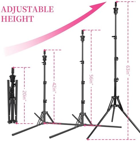 63In Wig Stand Tripod with 22In Head, Mannequin Head for Wig Making Display - Image 3