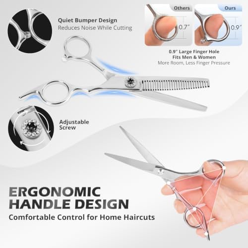21Pcs 440C Hair Cutting Scissors Kit, Hair Scissors & Thinning Scissors Set - Image 5
