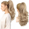 REECHO Ponytail Extension, 18" Clip in Ponytail Hair Extensions for Women, Short Wavy Synthetic Pony Tail Hairpiece for Daily Wear-Honey Blonde with Highlights by REECHO