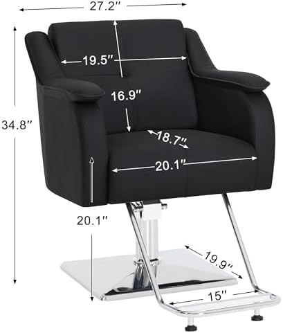 BarberPub Salon Styling Chair for Hair Stylist, Barbershop 9471 (Black) - Image 2