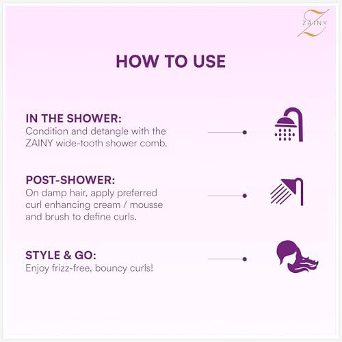 ZAINY Curly Hair Brush Defining Comb for Curly Hair Volume Curl Brush Set - Image 5
