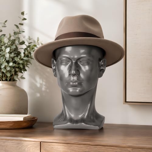 Male Mannequin Head – 13.7” Silver Gray PVC Wig Stand for Hats, Wigs, Glasses – Sturdy, Easy-to-Clean Display for Salon or Home Use - Image 7