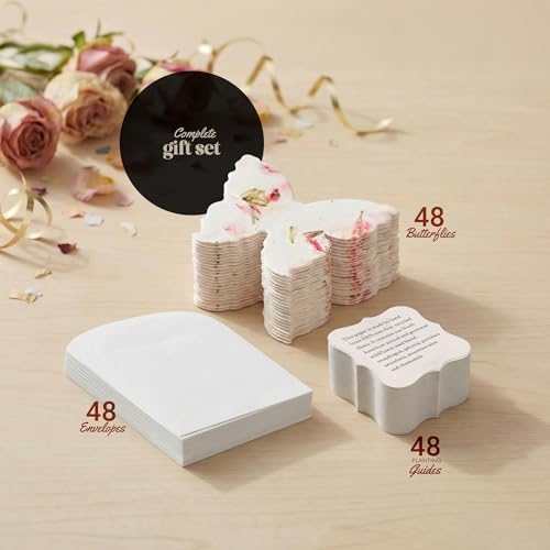 48 Favor Set, Pink Butterfly Gift Wrap Tag with Wildflower Seeds - Image 3