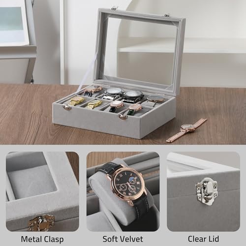 Frebeauty 8 Slot Watch Box for Men/Women,Watch Case with Glass Lid - Image 3
