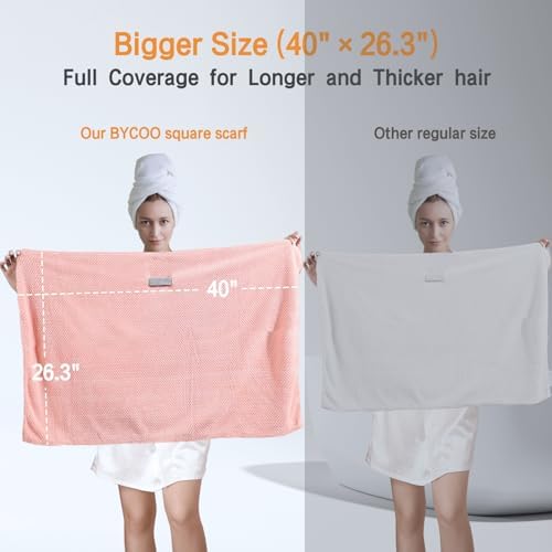 Microfiber Hair Towel Wrap for Women, Anti Frizz Large Ultra-Soft Hands-Free Hair Dry Towels, Fast Drying | Super Absorbent | Quick Dry Hair Turban for Wet, Curly, Long & Thick Hair - Pink - Image 3