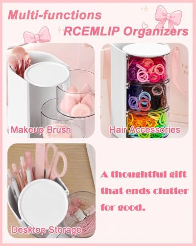 Rotatable 3-layer Hair Accessories Organizer with 200 Hair Ties - Image 7