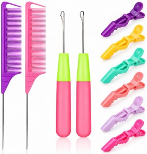 Hair Braiding Tool Kit,10-Piece Hooks,Combs and Pastel Clips by Monsenbraid