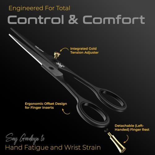 Left Handed Barber Scissors Professional 6 Inch - Serrated Edge Hair Cutting Shears for Lefties, Japanese Stainless Steel Salon Scissors for Men & Women, Includes Premium Leather Pouch & Gift Box - Image 6