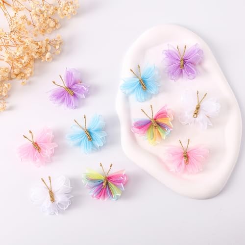 2" Tulle Mesh Barrettes, Butterfly Hair Clips for Girls, Toddlers & Kids – Colorful Hair Accessories – Ideal for Halloween, Christmas, Cosplay & Party Decor (Pink) - Image 7