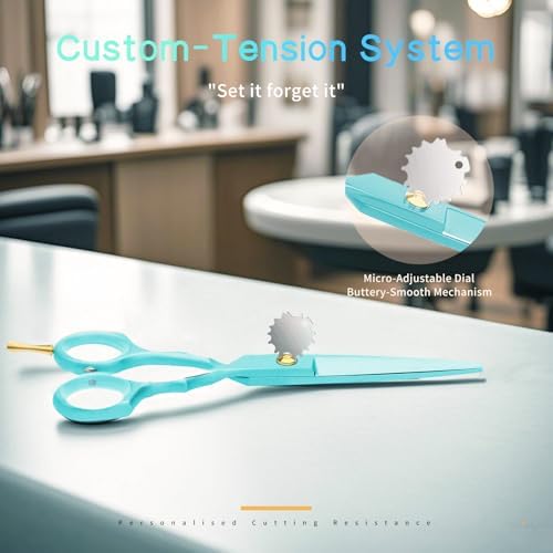 Purple Dragon 5.5 inch Hair Cutting Scissors Set with Razor - Blue - Image 4