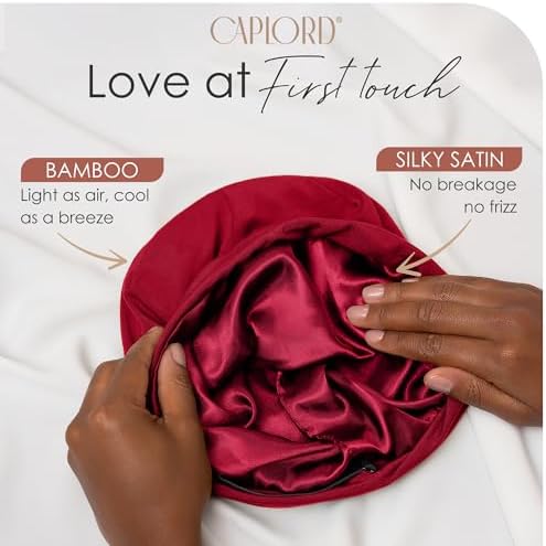 Silk Satin Hair Bonnet for Sleeping - Black Women & Men's Sleep Cap - Image 2