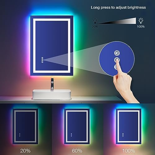 LOAAO 20"X28" RGB LED Bathroom Mirror with Lights, UL Listed - Image 4