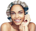 Glow By Daye Satin Bonnet, Double-Layered and Adjustable Satin Sleep Cap, Extra Large, St. Lucia Cream (White Floral) by GlowByDaye