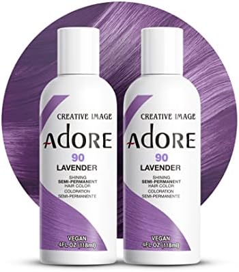 Adore Semi Permanent Hair Color, 090 Lavender, 4 Fl Oz (2 Pack) by Adore