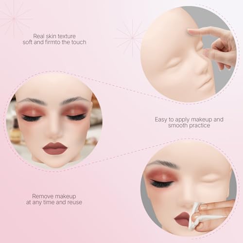 AliLeader Mannequin Head for Wig Making,Styling and Display,Pro Practice Training Head for Make Up and Lash Extention,Cosmetology Face Head,2-in-1 Multifunctional Wig Head (Beige,22 Inch) - Image 5