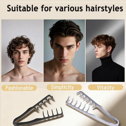 Texture Comb Men, 2 Pcs Root Lifting Volumizing Wide Tooth Styling Tool - Image 5