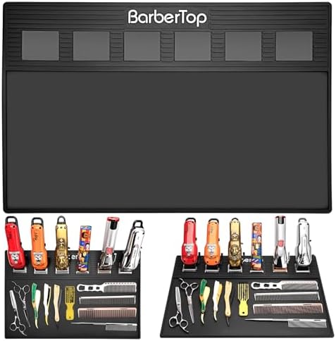 Magnetic Barber Mat with 6 Magnets - 19.3"x12.6" Non-Slip Tool Organizer for Clippers, Station Table Pad | Barber Mats for Grooming, Salon & Home Use by WelcometoBarberTop
